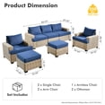 thumbnail image 7 of Vcatnet 7 Pieces Outdoor Patio Furniture Sectional Sofa Wicker Conversation Set with Ottomans Navy Blue, 7 of 7