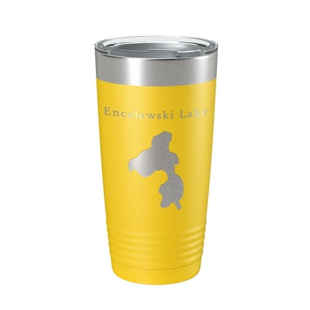 

Encelewski Lake Map Tumbler Travel Mug Insulated Laser Engraved Coffee Cup Alaska 20 oz Yellow