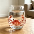 thumbnail image 4 of 3D Crab Stemless Glasses, Artisanal Blue Ringed Crab Glassware, Handcrafted Marine Animal Bar Glass, 4 of 6