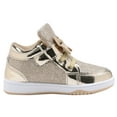 thumbnail image 6 of NEWMALL Toddler Glitter Shoes Girls Flashing Cute Bowknot Sneakers (5 Toddler,Gold), 6 of 7
