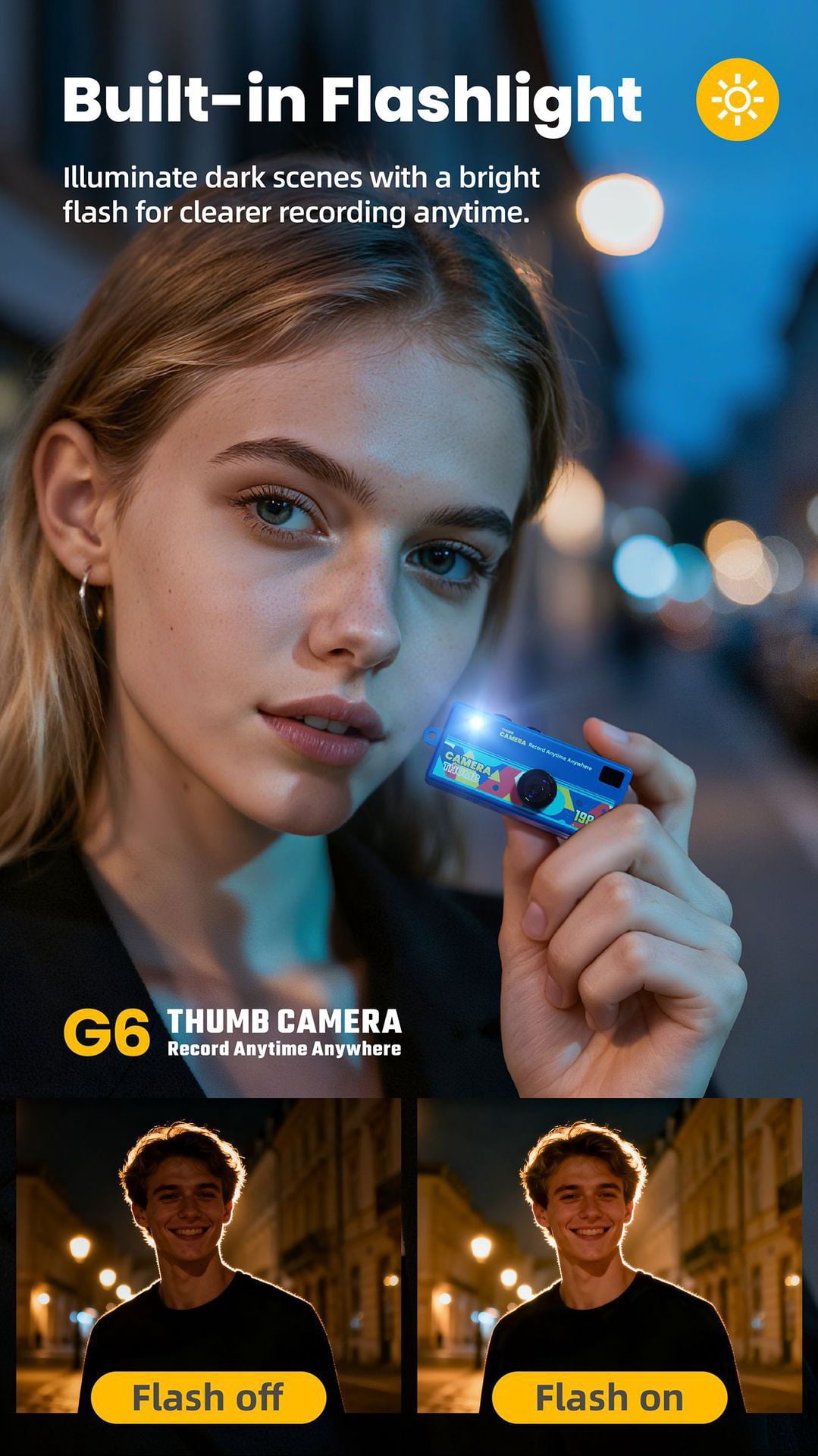 G6 Thumb Mini Digital Camera, Small Action Camera for Kids Students, Pocket Camera for Photo Video, 1080P HD Anti-Shake Portable, Birthday Gift for Girls Outdoor Travel