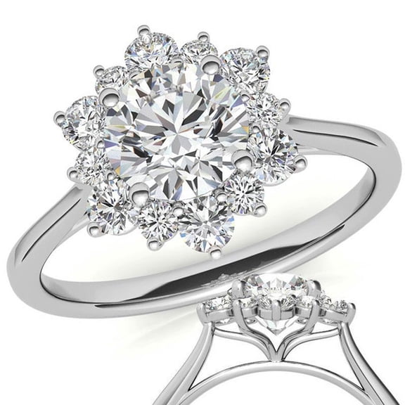 Auory 1.21 carat Moissanite Ring Shinning Flower Shape Engagement Rings White Gold Plated Silver Wedding Jewelry for Women