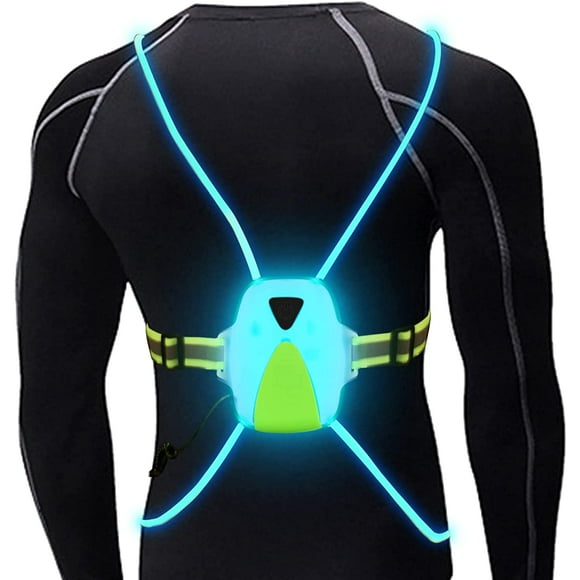 LED Reflective Running Vest with Front Light,Running Lights for Runners,Safety Vest for Men/Women Running,Cycling or Walking, High Visibility Warning LED Lights with Adjustable Elastic Belt