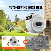 BENTISM Retractable Hose Reel, 84 ft x 5/8 inch, 180° Swivel Bracket Wall-Mounted, Garden Water Hose Reel with 9-Pattern Nozzle, Automatic Rewind, Lock at Any Length, and Slow Return System