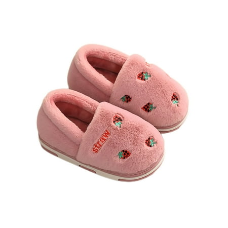 

Colisha Boys Plush Slipper Fluffy Fuzzy Slippers Cute Warm Shoes House Casual Winter Shoe Slip On Flats Red 6C