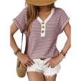 thumbnail image 1 of Blusa de Mujer con Botones y Corta Color Vino Tinto L, 1 of 8
