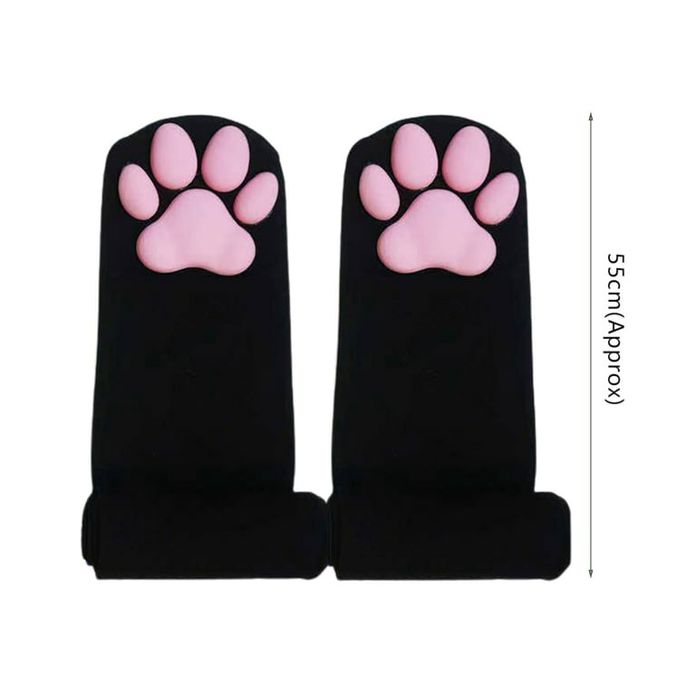 Dress Choice Cat Paw Pad Sock,Pink Cute Lolita Thigh High Socks for Girls  kids Women Cosplay 3D Kitten Claw Stockings Toes Beans Socks