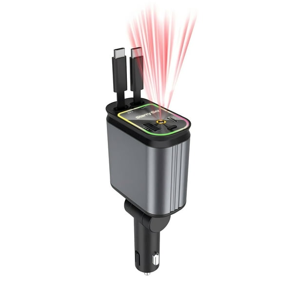 Universal 4 in 1 Retractable Car Chargers with Starlight, Type C 66W Fast Car Charger Adapter Phone Chargers for iPhone  Android