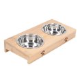 thumbnail image 3 of Double Bol pour Chat en Acier Inoxydable, Bols Surélevés Confortables et Polyvalents avec Support en Bambou pour Chats Support en Bambou et Double Bol en Acier Inoxydable, 3 of 8