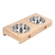 thumbnail image 4 of Cuenco doble de acero inoxidable para gatos, cómodo, resistente al óxido, elegante, fácil de limpiar, comedero elevado para perros y gatos con soporte de bambú, 4 of 8