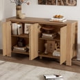 thumbnail image 7 of TREXM Modern 4-Door Sideboard Buffet Cabinet with Oak Veneer, Natural Wood Storage Cabinet for Living Room, 59 inch, 7 of 7