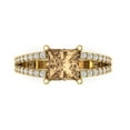thumbnail image 2 of 2.48ct princess cut champagne Zircon 18k yellow gold Bridal Wedding Engagement Promise Anniversary Ring for Women size 3.5, 2 of 7