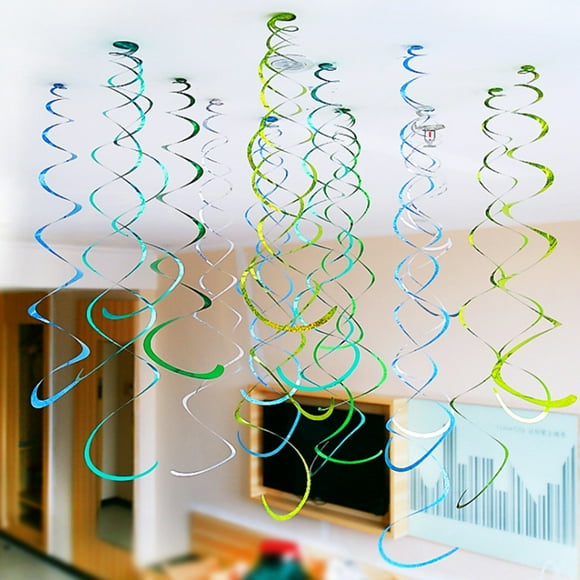 6Pcs Spiral Pendant Party Streamers Hanging Plastic Streamer Spiral Pendant Twin Tail Party Ceiling Foil Swirl Decorations