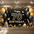 thumbnail image 6 of Golden Glitter 70th Birthday Banner Black Gold Display Royal Crown Balloon Decor Golden Anniversary Backdrop for 70th Birthday Party Senior Anniversary Family Gathering, 6 of 9