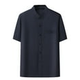 thumbnail image 2 of pstuiky Camisas de manga corta para hombre, Camisa informal de manga corta, cuello alto, lisa y cómoda para hombre camisas casuales para hombre l, 2 of 3