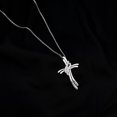 thumbnail image 3 of Rosec Jewels Lab Grown Diamond Cross Pendant for Women (Ef-Vs Grade) - Wavy Cross Necklace with Chain - Ready to Gift for Christmas, 18K White Gold, 3 of 8