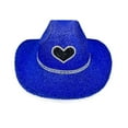thumbnail image 5 of HJYCHN Sparkly Sequin Cowboy Hat with Suede String Trim Elegant Wide Brim Western Design for Parties and All Season Wear Blue One Size, 5 of 6