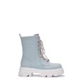 thumbnail image 2 of Cape Robbin Nunani Denim Lace Up Chunky Lug Sole Rounded Toe Ankle Combat Boots (Denim, 9), 2 of 3