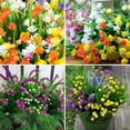 thumbnail image 3 of Artificial Flowers, 8 Bundles Fake Outdoor UV Resistant Greenery Faux Plants Shrubs for Indoor Outside Hanging Planter Home Office Wedding Farmhouse Decor (Orange Red), 3 of 4