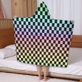 thumbnail image 5 of Gradient Color Checkered Pattern Hooded Bath Towel，50"x30" for Ages 3 To 12 Kids, Quick Dry Lightweight Soft Microfiber Hood Beach Towel Cover Up for Kids, 5 of 7