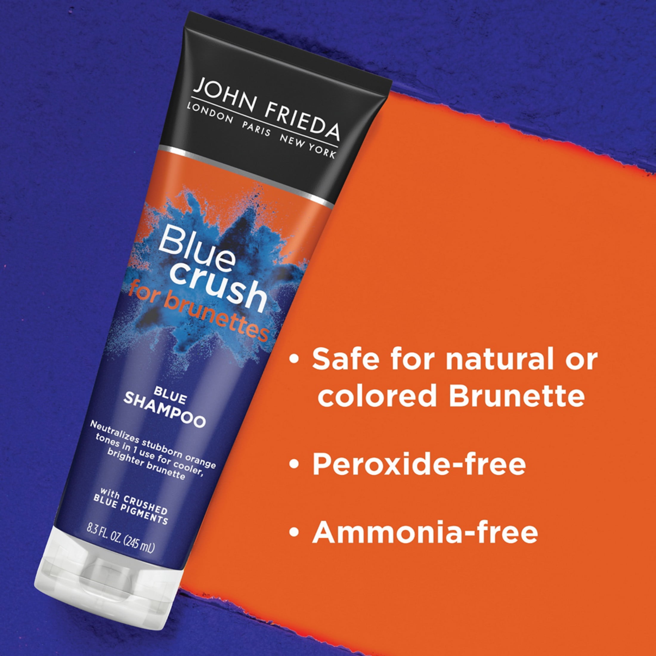 John Frieda Blue Crush Brunette Womens Shampoo for Color Treated & Natural Hair, 8.3 oz