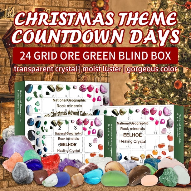 Mineral Green Gift Box 24 Day Blind Box Christmas Advent Calendar Kids  Healing Crystal Geology Mineral Gemstones Home Decor - Walmart.com