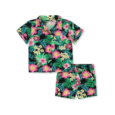 

Chillipop Girls 2-Piece Floral Shorts Set Outfit - black multi 2t (Toddler)