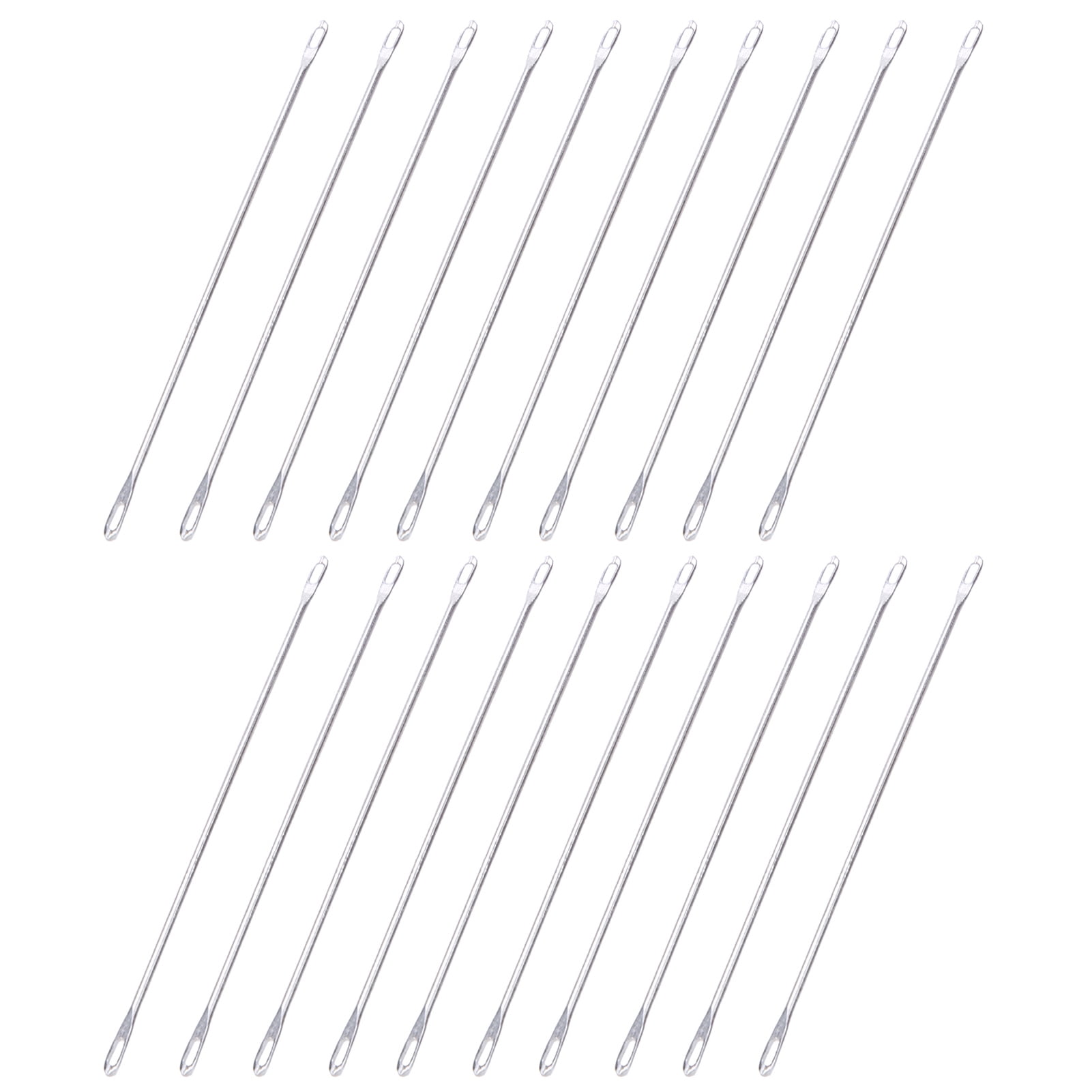 20 Pcs Double Eye Needle Metal 9cm Long Transfer Needle Fit for Knitting Mac