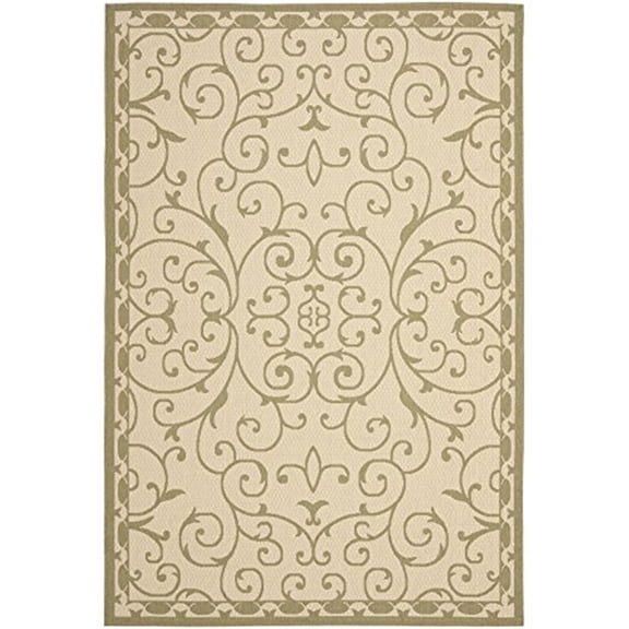 SAFAVIEH Courtyard Roza Floral Indoor/Outdoor Area Rug, Cream/Green, 6'7" x 9'6"
