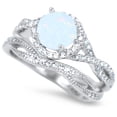 thumbnail image 2 of His Hers TRIO Wedding Set Sterling Silver Wedding Rings White Opal Bridal Set Him Her 7/13, 2 of 6