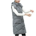 thumbnail image 4 of Gamivast Long Quilted Vest Women with Detachable Hooded Plus Size Stand Collar Sleeveless Padded Jackets Winter Trendy Zip up Coats with Pockets Warm Button Down Outerwear, 4 of 6