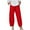 Red, variant on Maean Cotton Linen Capri Pants for Women Summer Casual Elastic Waist Wide Led Loose Capris with Pockets