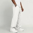 thumbnail image 4 of Domuza Mens Pants Casual Loose Hemp Drawstring Elastic Waist Trousers Lightweight Wide Leg Linen Pant with Pocket White M, 4 of 6