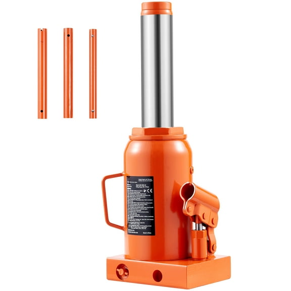 KFFKFF Hydraulic Bottle Jack, 30 Ton/66138 lbs Integrated Bottle Jack with 11.22''-18.66'' Elevation Range & Tri-Segment Extended Handle, Suitable for Automobile, Pickup, Lorry, Recreational Vehicle