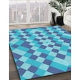 thumbnail image 3 of Ahgly Company Machine Washable Indoor Round Transitional Blue Area Rugs, 7' Round, 3 of 7