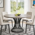 thumbnail image 4 of 47 Inch Round Dining Table For 4-6 People Industrial Kitchen Table With Thickened Tabletop Sturdy Metal Base Modern Dining Room Table For Home Office Meeting (Grey), 4 of 7