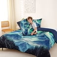 thumbnail image 4 of Castle Fairy Teens Wildlife Aurora Polar Bear Queen Comforter Set 3 Pieces,Snowy Pine Mountain Comforter Sets Queen,Teal White Blue,Navy Blue Reversible,1 Comforter and 2 Pillowcases, 4 of 6