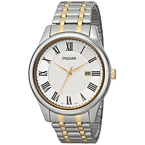 Mens Analog Stainless Watch - Two-tone Bracelet - Silver Dial - PH9041