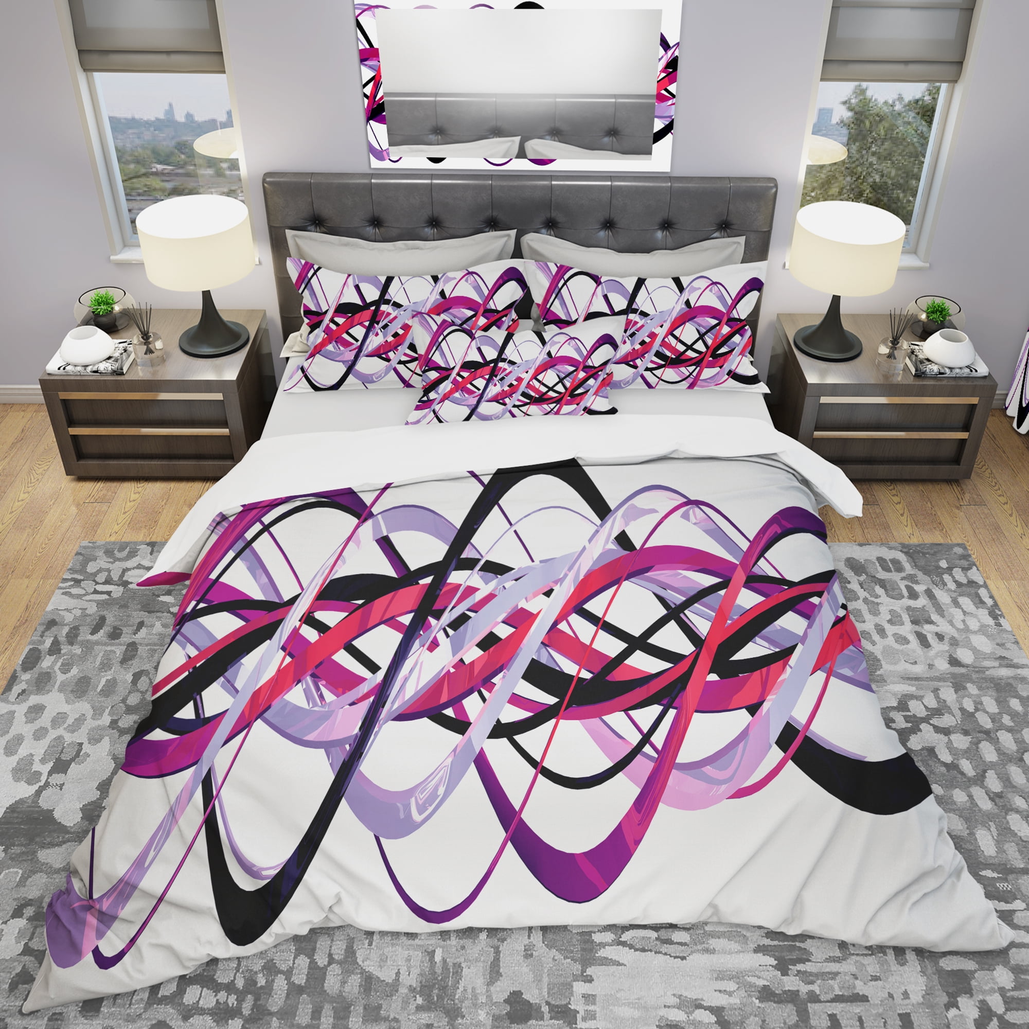 Designart 'Pink and Purple Helix' Modern & Contemporary Duvet Cover Set