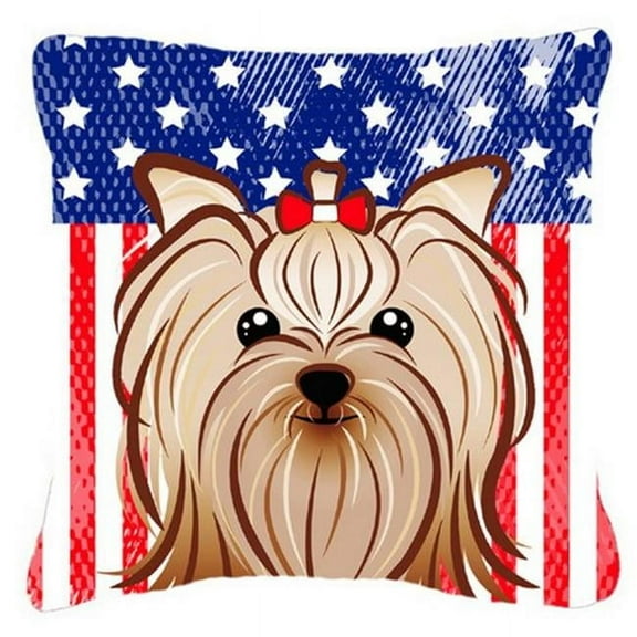 American Flag & Yorkie Yorkishire Terrier Fabric Decorative Pillow, 18 x 3 x 18 in.