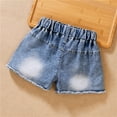 thumbnail image 5 of Akiihool Kids Denim Shorts Girl's Hem Elastic Waist Straight Leg Denim Shorts (Blue,4-5 Years), 5 of 5