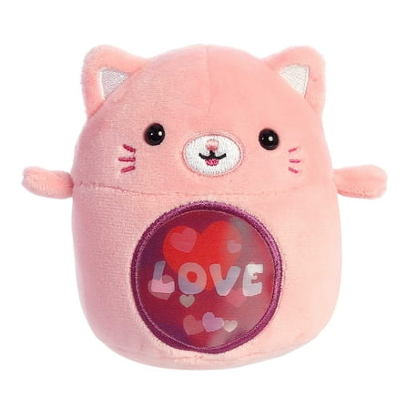 Aurora - Mini Pink Lenticular - 3.5" Love Cat - Enchanting Stuffed Animal