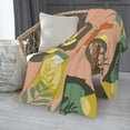 thumbnail image 2 of ZNDUO Green Bohemian Leaves Pattern Pattern Thickening Blanket, Fluffy Soft Cozy Flannel Throw Blankets, 50"x40" Inches, 2 of 8