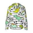 thumbnail image 2 of Goofa Funny Dinosaurs on Stripes Printed Women's UPF 50+ Sun Protection Hoodie Jacket Lightweight Long Sleeve Sun Shirt for Women with Pocket Hiking Outdoor-, 2 of 9