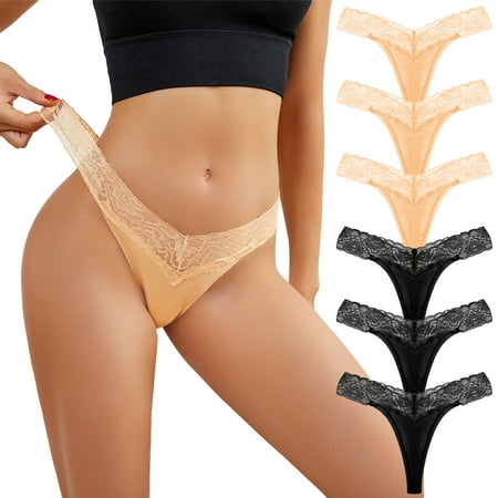 

ZMHEGW Period Underwear For Women Underpants Lace For Bikini Solid Briefs Knickers Christmas Gift 6 Pieces Cotton Women s Crotchless Panties