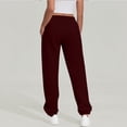 thumbnail image 4 of Sweatpants For Women Trendy Elastic Waist Cinch Bottom Lounge Pant Lightweight Baggy Joggers With Pocket 27" 28" 29" Inseam Wine 2XL, 4 of 6