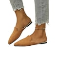 thumbnail image 7 of Gomelly Women Flat Slides Pointed Toe Mules Flats Slip On Backless Loafers Anti-Slip Ballets Party Brown 10, 7 of 7