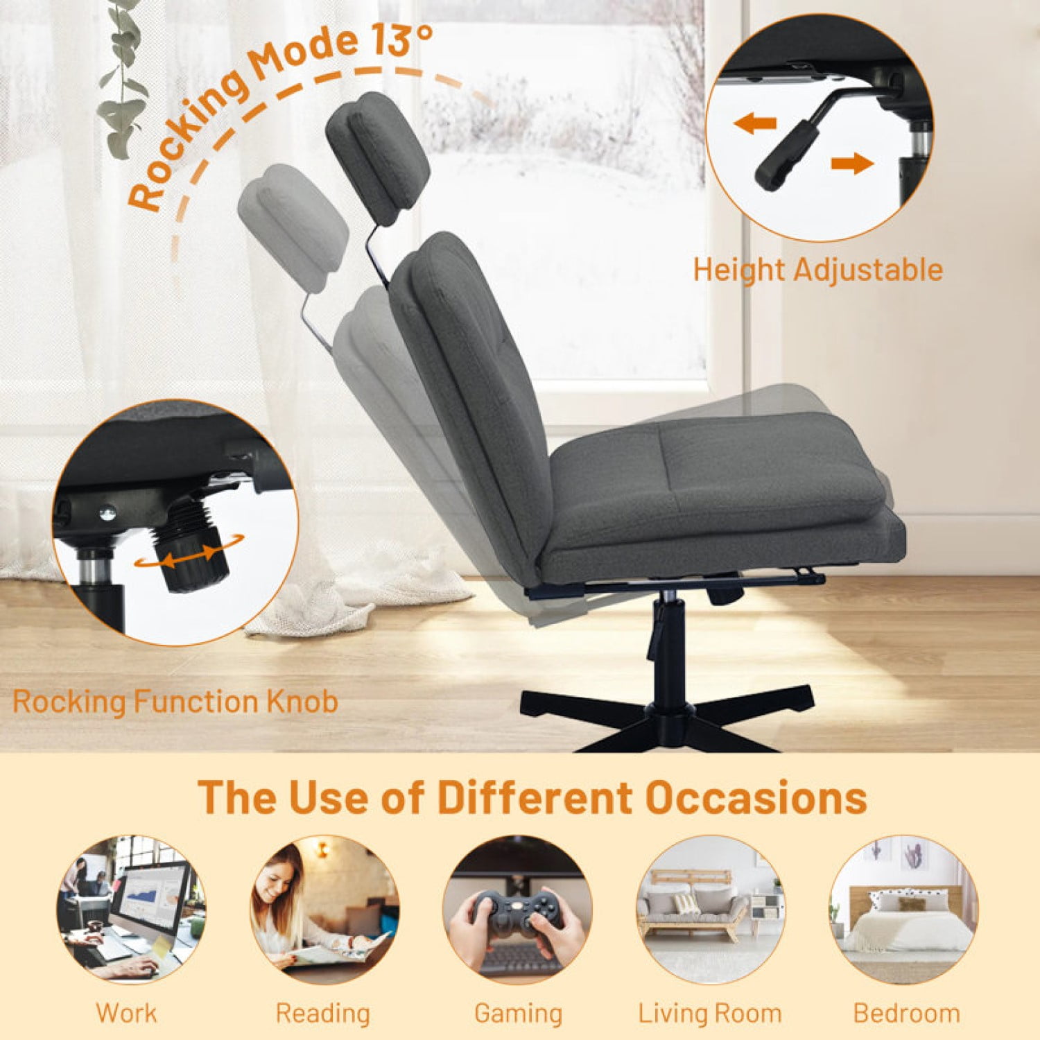 Homy Casa Armless Office Chair with Foot Rest Liberia Ubuy