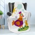 thumbnail image 4 of Hen and Chicks Soft Flannel Fleece Throw Blanket, Nursery Themed Cartoon with Chicken and Baby in Sunny Nature Day, Cozy Plush for Indoor and Outdoor Use, 70" x 90", Multicolor, by Ambesonne, 4 of 5