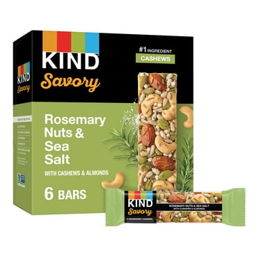 KIND Savory Nut Bars, Gluten Free Snacks, Rosemary Nuts & Sea Salt, 8.4oz Box (6 Bars)